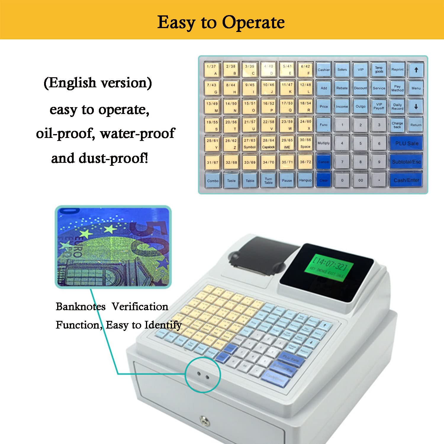 Amazon.com: Electronic 81 Key Cash Register POS System Electric